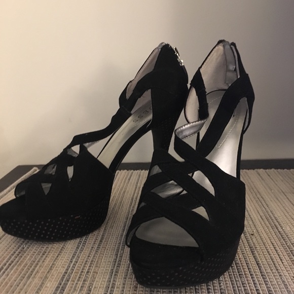 Guess Shoes - Guess Black Open Toe Pumps
